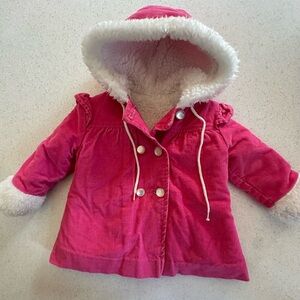 Vintage Sears Kids Baby Girl Pink Hooded Jacket! Corduroy. 20-25lbs. Made in USA